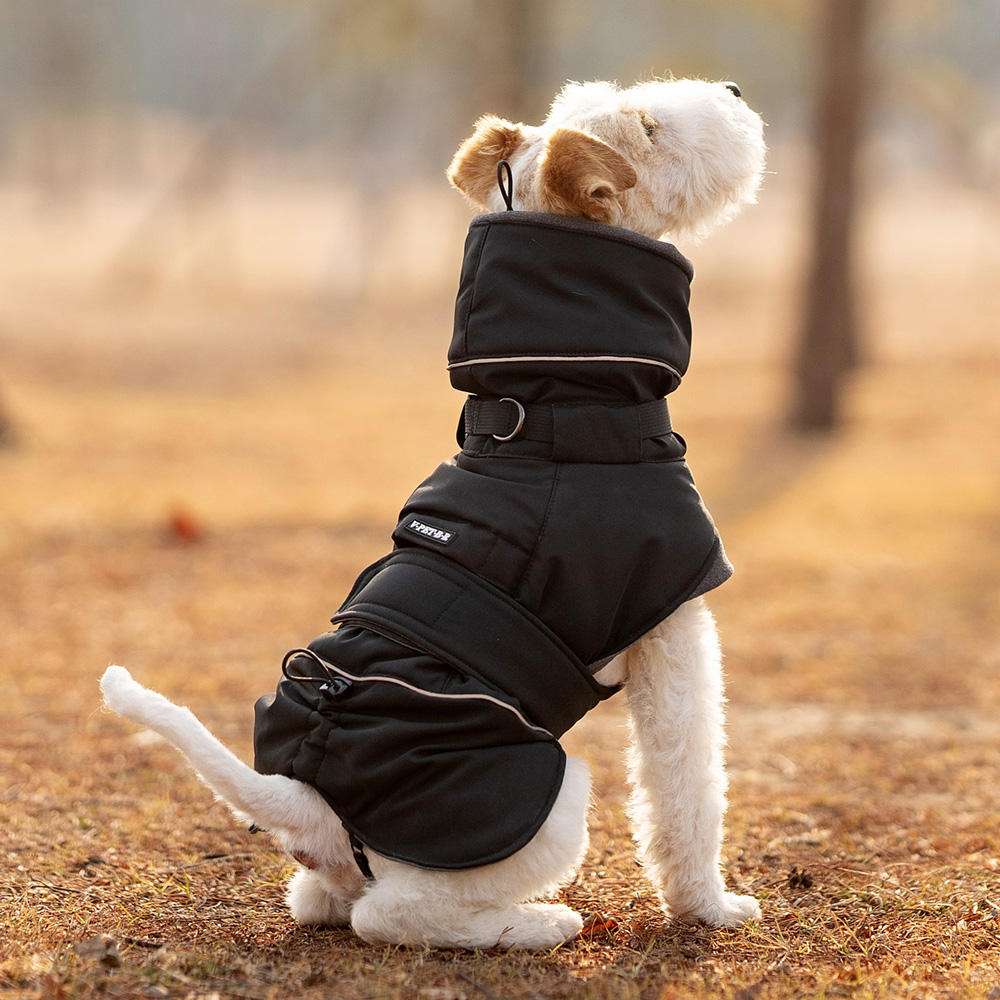 Customized Luxury Winter Coat for Dogs Waterproof Polyester Modern Solid Decorative Breathable Fur Collar Reflective Feature