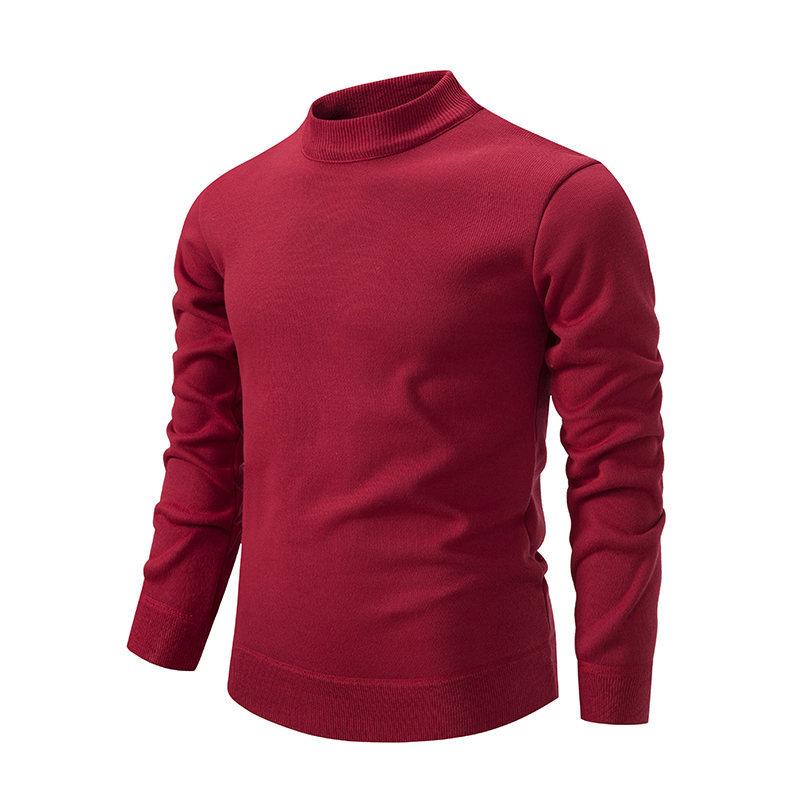 Podzimní a zimní nový pánský pletený svetr slim-fit jednobarevný poloviční rolák pánský svetr spodní tričko pánské