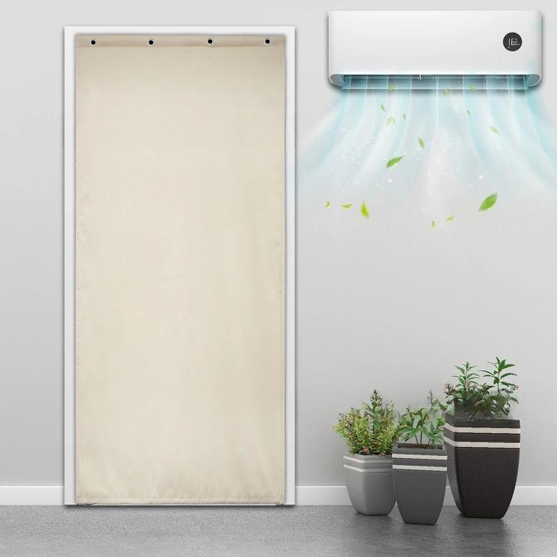 100x210cm Self-Adhesive Winter Warm Waterproof Quilted Door Curtain Screen Thermal Insulated Window Drapes Wind Resistant Panels