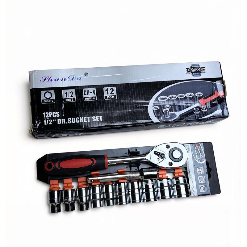 12-Piece Cross-Country Quick Ratchet and Socket Wrench Set for Car and Motorcycle Repair