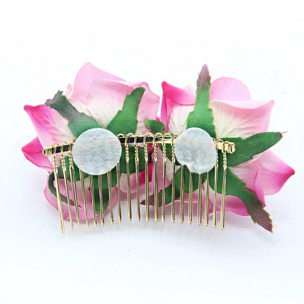 Ladies Elegant Bridal Flower Hair Comb Wedding Accessories Red Rose Hairpin Bridesmaid Hair Jewelry