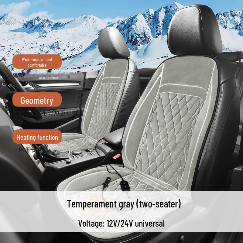 X021 Universelles Auto-Heizsitzkissen, automatische Spannungsumwandlung, Flanell, kurzer Plüsch, 12 V-24 V.
