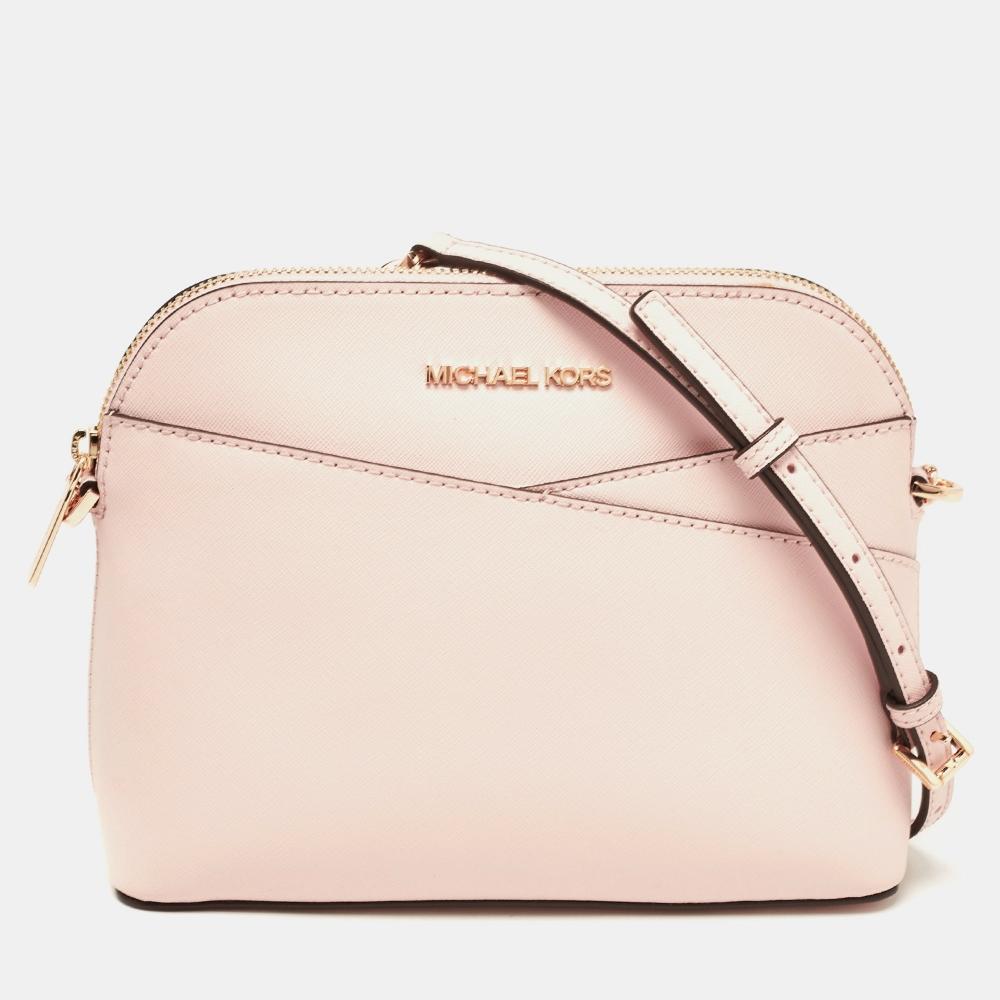 

Michael Kors Leather Jet Set Travel Dome Crossbody Bag pink
