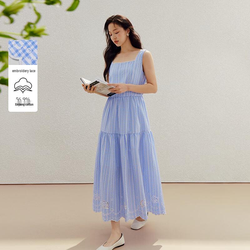 Платье-камзол А-силуэта в клетку с вышивкой INMAN XL