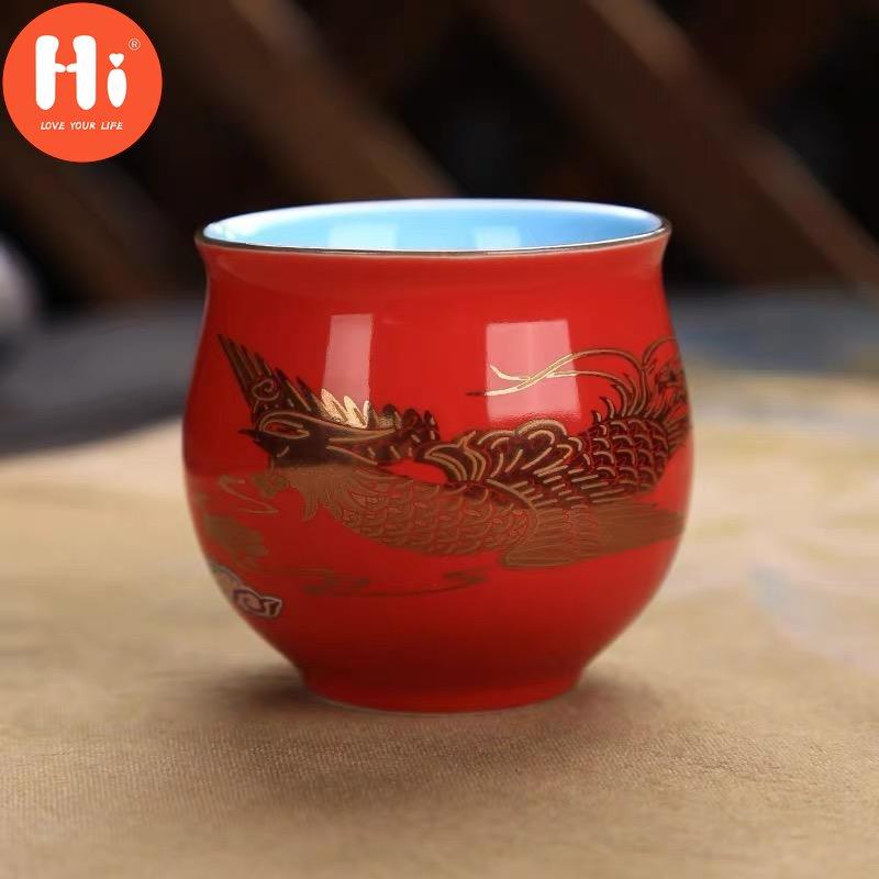 Hi Keramický kreativní čínský tradiční vzor královského draka Dvojitá stěna šálek na čaj Procelánové šálky na čaj Retro miska na čaj Kung Fu Nádobí