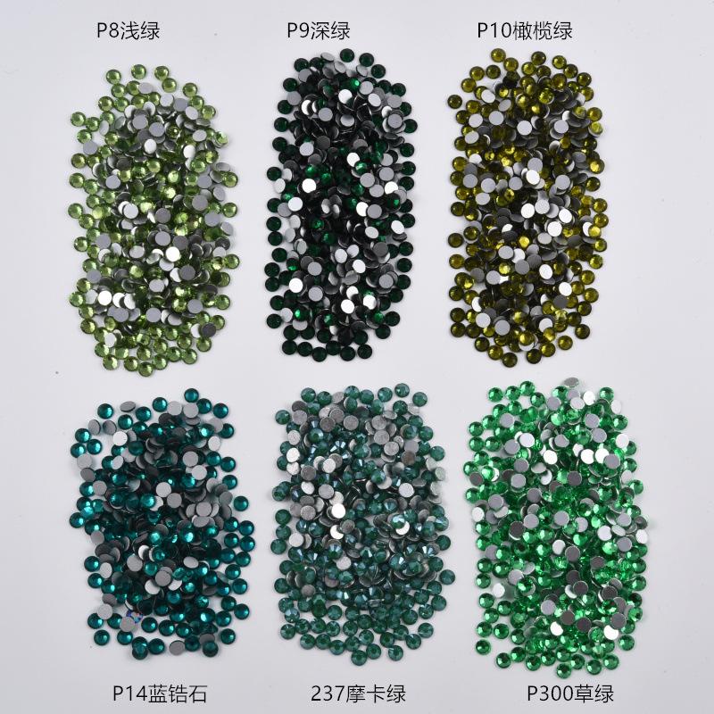 Grüner Diamant-Nagelbohrer mit flachem Boden, Glaskristall mit silbernem Boden, Handyhüllen-Zubehör, Aufkleber, Diamant, DIY-Strass-Schmuckzubehör