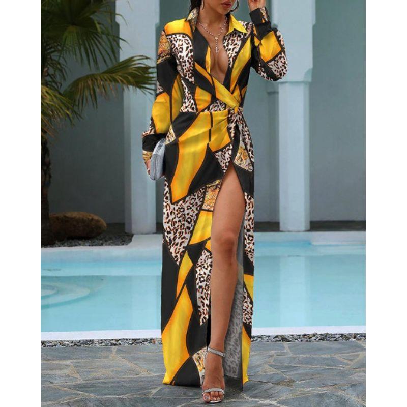 

European Amazon Fashion Lace-up Printed Dress Stripes L