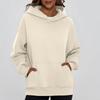 Ladies' Fashionable Solid Color Casual Hooded Pocket Long Sleeved Top