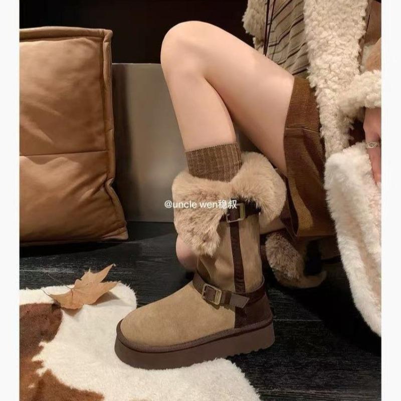 Thick-soled Snow Boots, Women's New Winter Long Fleece, Thickened Warm High Boots, Thickened High Cotton Shoes