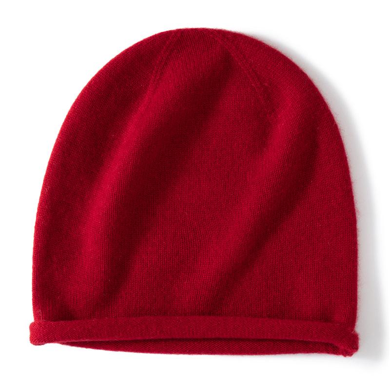 Women's 100% Pure Cashmere Autumn/Winter Versatile Knit Hat - Solid Color, Warm & Stylish