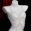 Modern Faux Pearls Body Necklace for Women Adjustable Strap Shoulder Chain Great for Celebrations and Day To Day Fashion