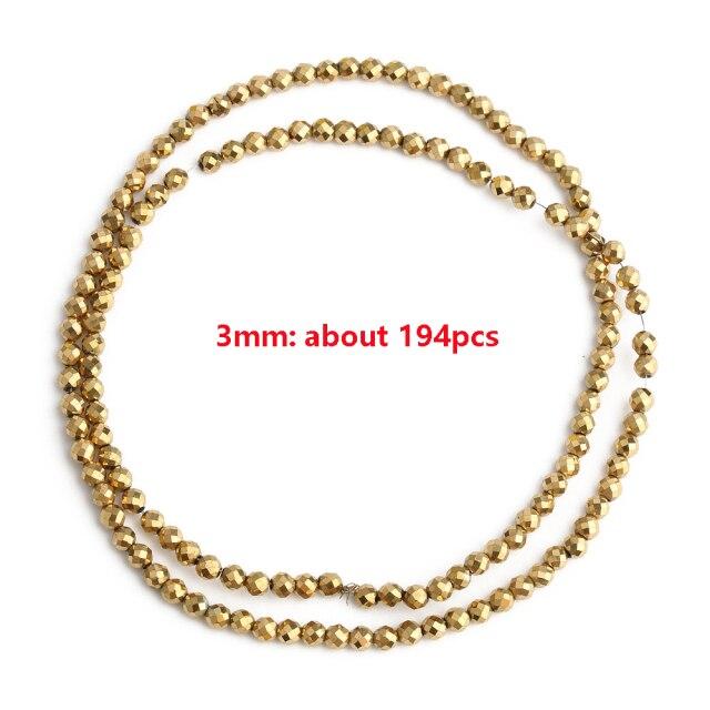 

Сохранение цвета позолоченные бусины из натурального гематита граненые круглые свободные бусины-рондели для изготовления ювелирных изделий DIY браслет 2/3/4 мм