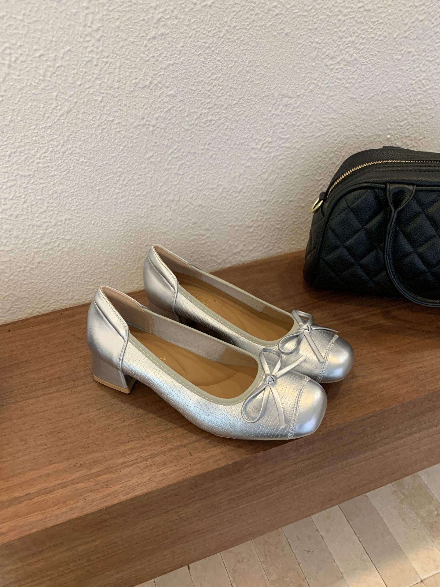 Women s Square Toe Block Heel Autumn Office Pumps - Elegant for Parties & Office 35 серебряный