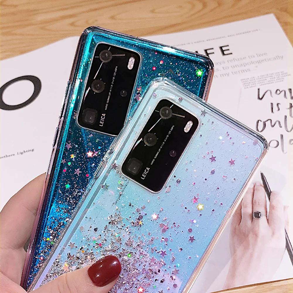 Luxury Bling Glitter Clear Phone Case Case for Samsung Galaxy A01 Core A11 A21S A31 A41 A51 4G A71 5G Sequins Sparkle Cover
