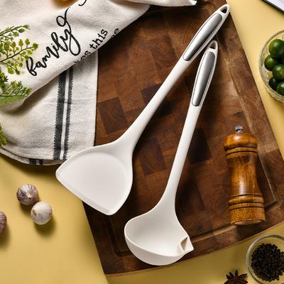 Cookware Heat Resistant Silicone Oil Separator Ladles Anti-scalding Non-stick Frying Shovel Long Handle Skimmer Spoon Soup