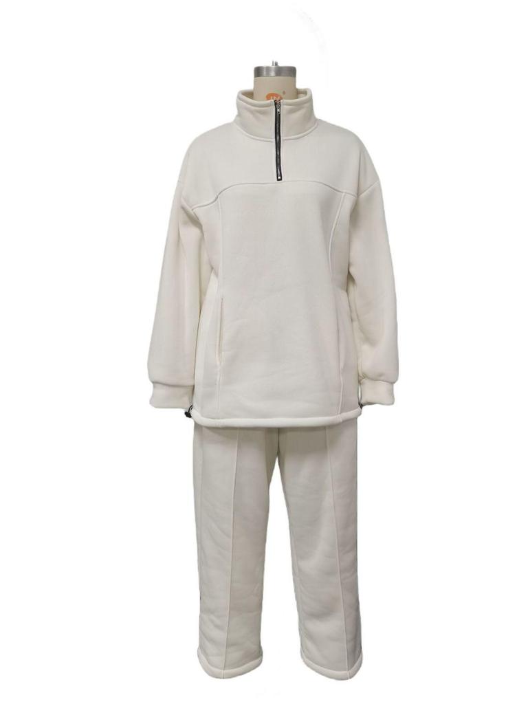 Europäischer und Amerikanischer Stil Lässiger Patchwork Verdickter Langarm-Sweatshirt und Hosen Set 2025