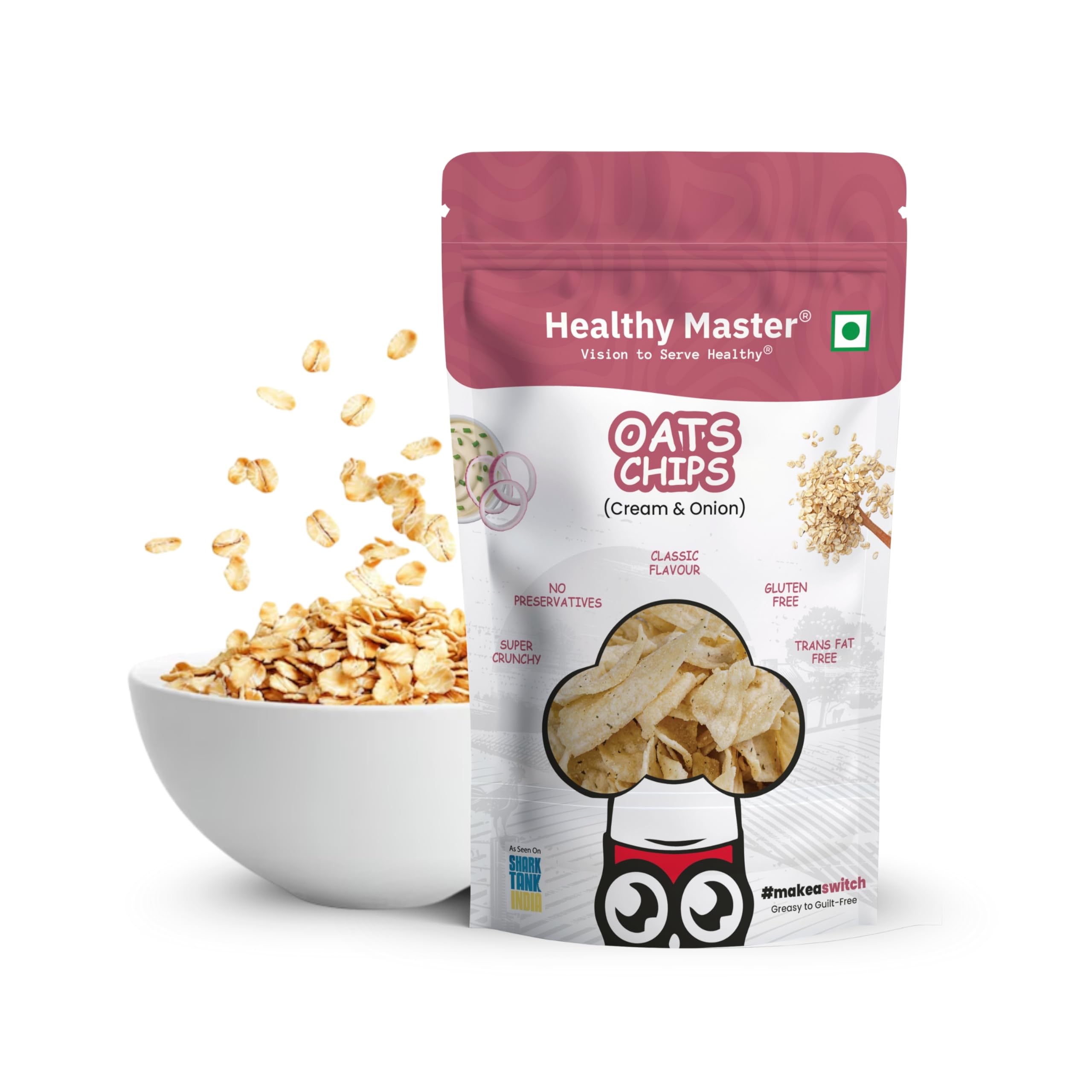 Healthy Master Oats Chips 200g | Light & Crispy Chips, high protein | Natural ingredients, Vegan, Gluten Free, No Palm Oil, No Artificial P