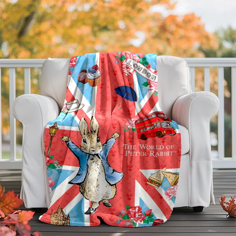 Peter Rabbit Flannel Blanket Soft Warm All-Season Throw, Design for Camping, Car Travel, Hiking Sofa, Bed, Office Perfect Gift for Parties