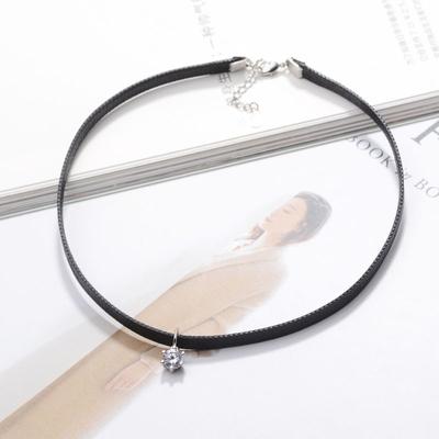 Necklace Women 'S Wax Rope Collar Diamond Clavicle Chain Neck Chain String Neck Black Neck Strap