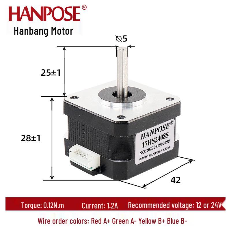 Stepper Motor NEMA17: Optional Body Height (28/34/40/48/60 Mm), Two-Phase, Four-Wire, 12V