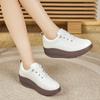 Women Platform Loafers Black Casual Leather White Shoes Thick Sole Height Increase Shake Shoes