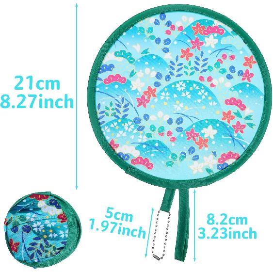 4 Pcs Round Foldable Fans, Handheld Fan Foldable Portable Fans Colorful Floral Cooling Fan Japanese Folding-Fan Handheld for Travel, Events,
