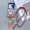 Color-Block Woven Crossbody Mobile Phone Case with Anti-Drop Lanyard