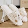 Fashion Christmas Flat Heel Fur Slippers Women Open Toe Mix Color Cotton Slides Woman Indoor Light Non Slip Cotton Slippers Mujer
