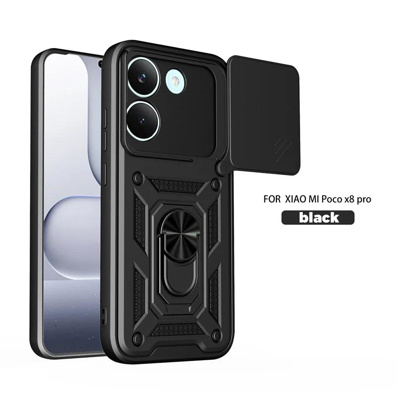 Funda For Xiaomi Poco X8 Pro 5G Case Armor Slide Lens Protector Ring Stand Back Cover For Pocco Poko Little X8Pro PocoX8pro Capa