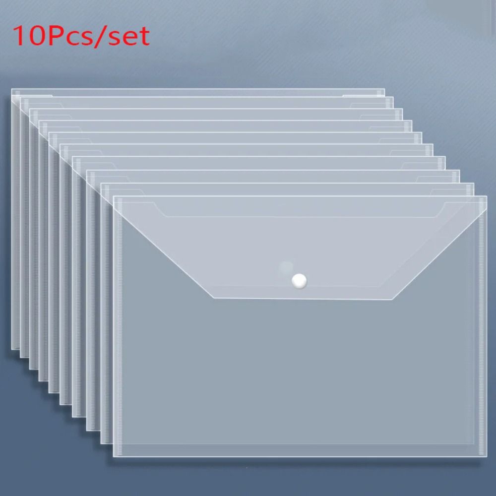 

10 шт./пакет с кнопками, сумка для документов, прозрачные карманы для хранения, прочная сумка для архивов A