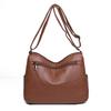 Women's Soft Leather Bag Middle-Aged Mother Crossbody Bag Large Capacity Multi-Pocket Commuter Shoulder Bag