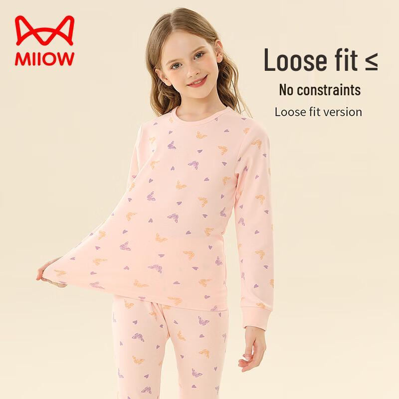 MIIOW Kids 100% Cotton Thermal Underwear Set for Girls