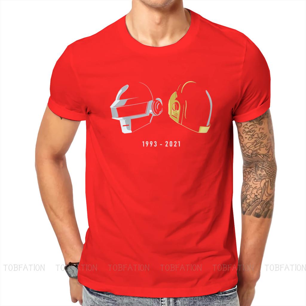 ZX Daft Punk Electronic Music Band Tribute Helmet Art Essential T Shirt Homme High Quality Tshirt Loose Crewneck  Men Clothing