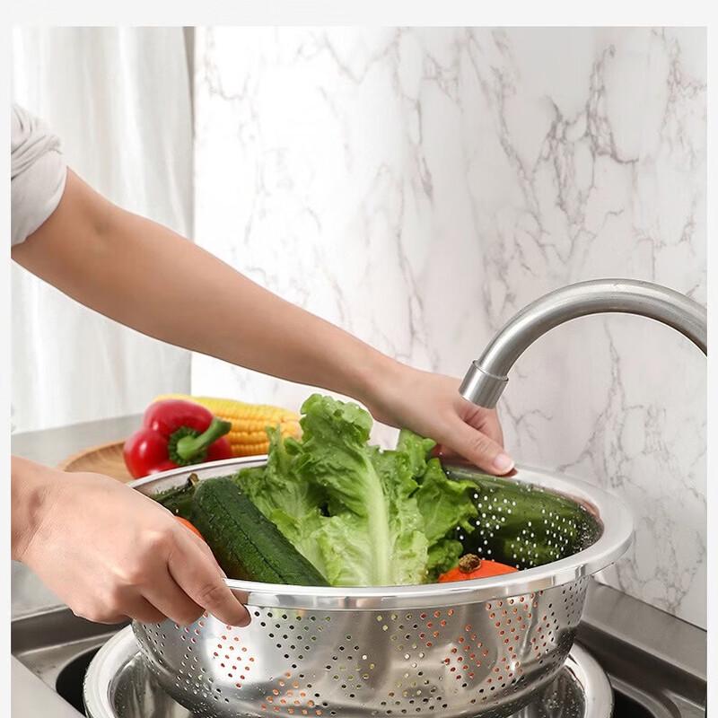 ZISIZ Thickened Stainless Steel Colander & Basin Set