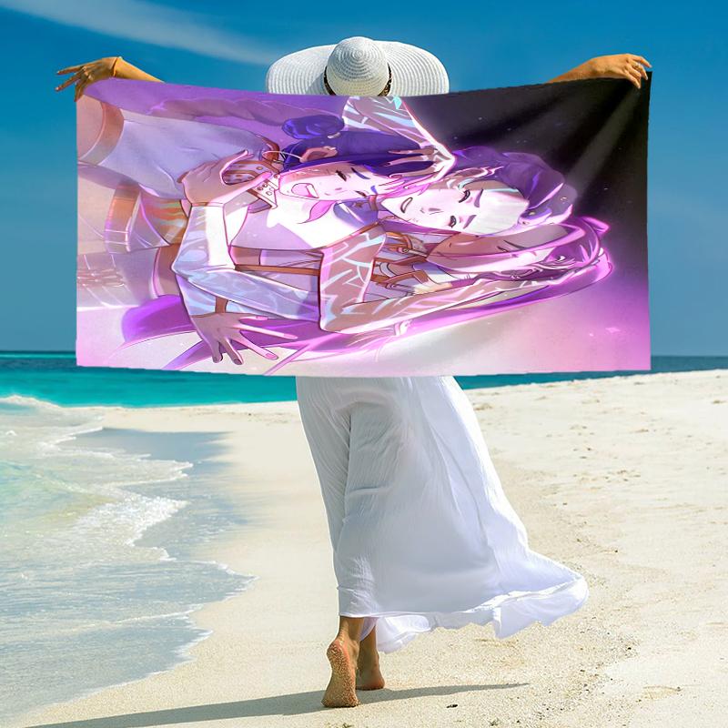 1Pc Purple Embrace Beach Towel Microfiber Beach Towel Thin Absorbent For Beach Swimming Yoga Bath Sports 0917203