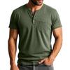 Men's Summer Solid Color Button Collar Short Sleeve Tops Men's Casual Loose Fashion Tops
