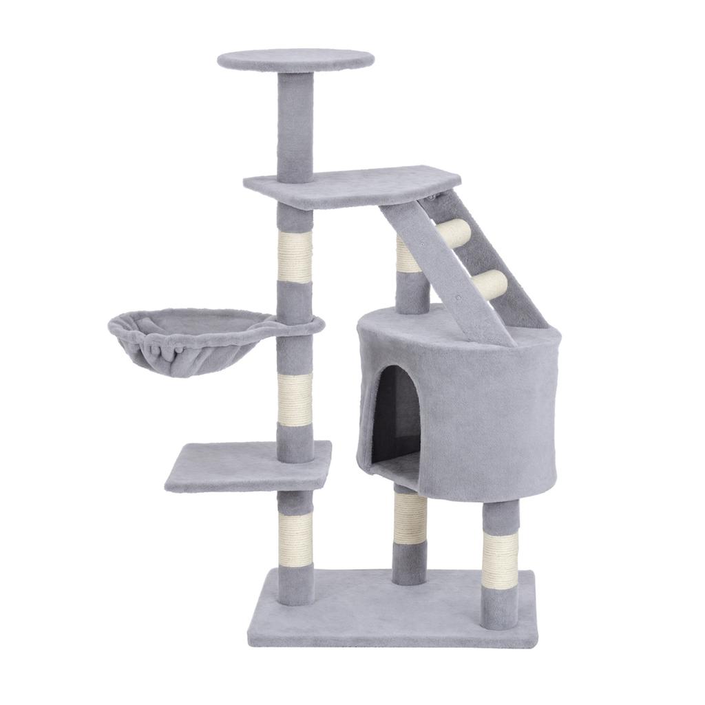 Cat Tree for Indoor Cats Kitten Scratching Post Scratch Scratcher Climb Activity Center Play House Pet Furniture 125cm (Grey)