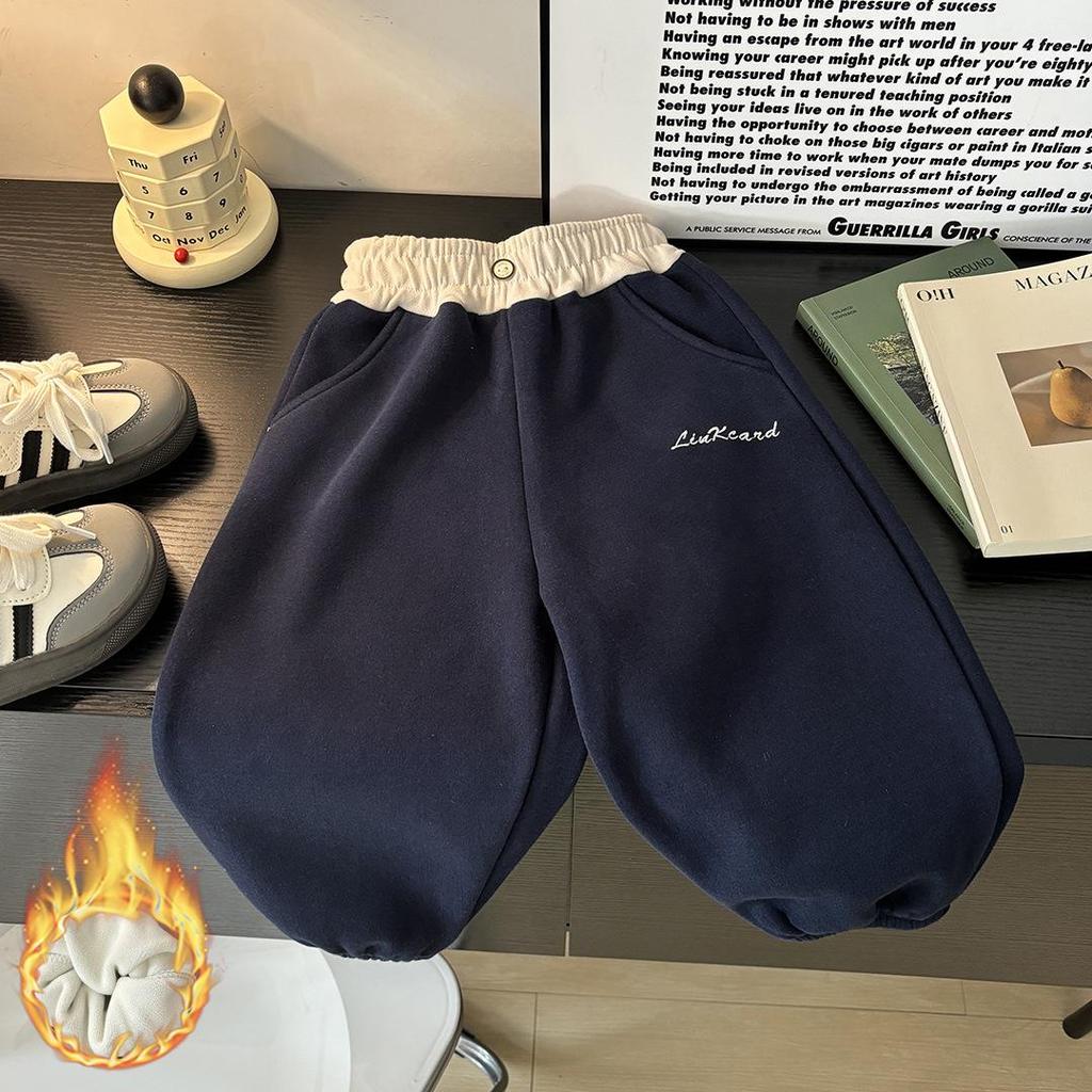 Girls' Trendy Autumn & Winter Cotton Sweatpants with Plus Velvet