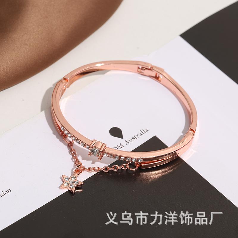 New Internet Celebrity Student Fashion Korean Version Five-pointed Star Diamond Bracelet Fashion Bracelet European and American Crystal Jewelry