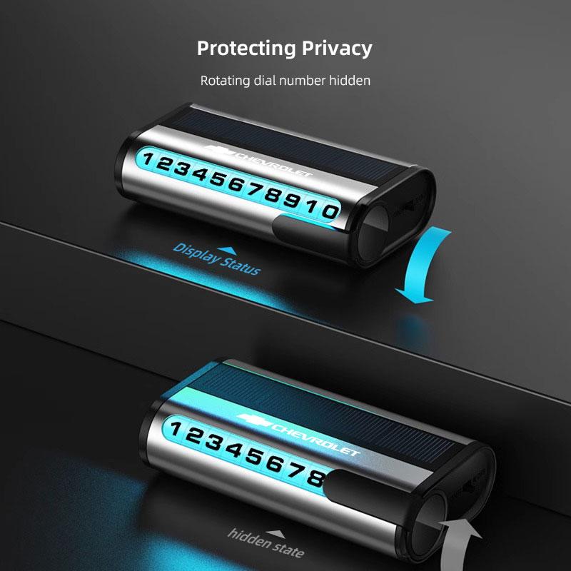 BTJBY1 Car Temporary Stop Phone Number Plate Night Light Parking Card For Chevrolet Cruze Malibu Colorado Suburban Equinox Blazer Trax