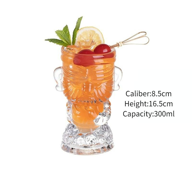 Tiki Glass Cups Tiki Mugs Cocktail Glasses Cup Creative Hawaiian Cocktail Cups Funny Cup Beer Beverage Glass Bar Accessories