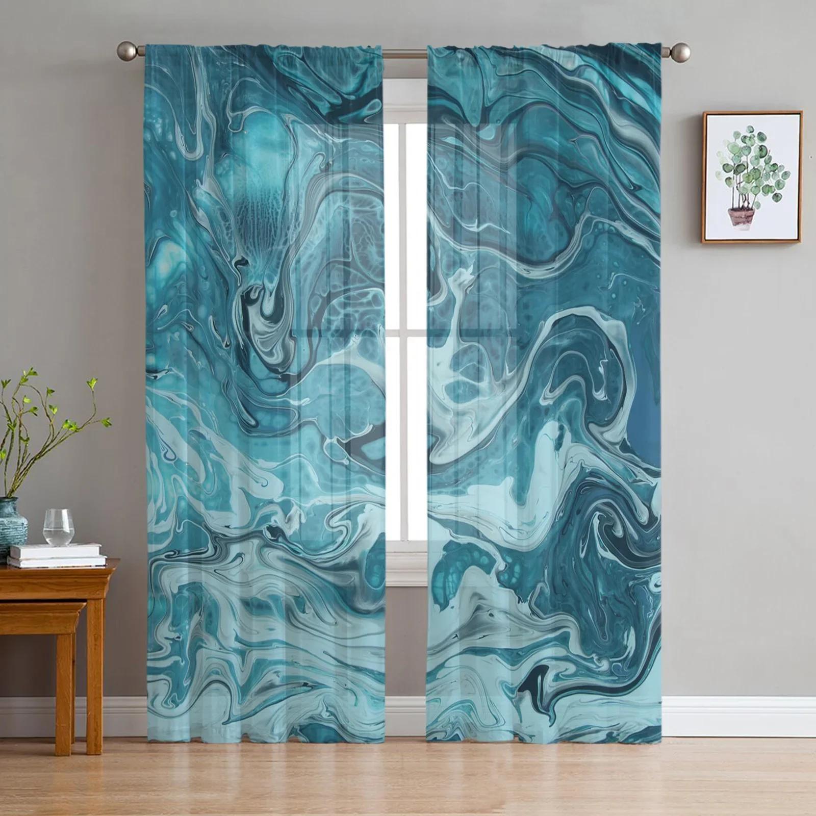 

Marble Nordic Design Soft Tulle Transparent Drapes Perfect for Living Room Ornamentation Window Panel Curtain for Bed Chamber Cooking Area Voile W135 x H115cm x1&Grommet Top