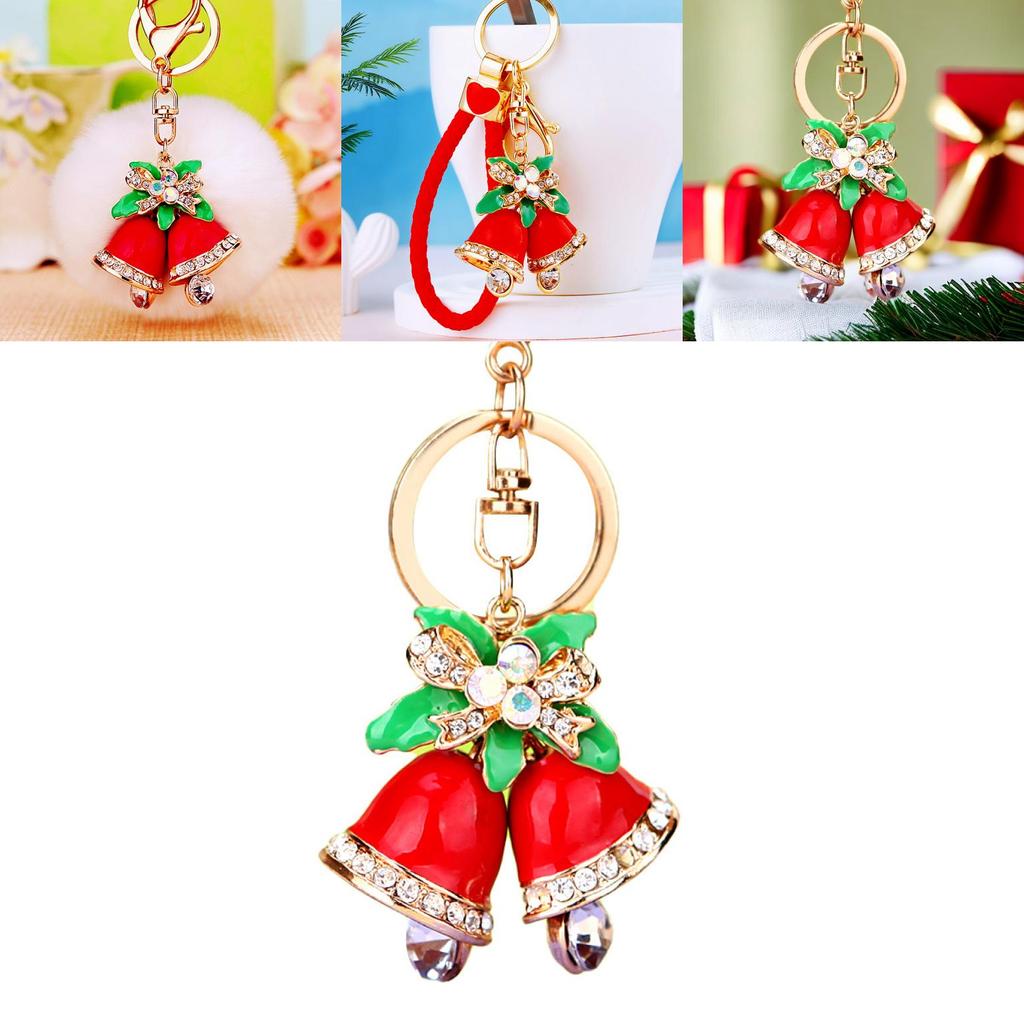 Stylish Woven Rope Christmas Bell Metal Keychain Elegant Gift For Couples And Friends