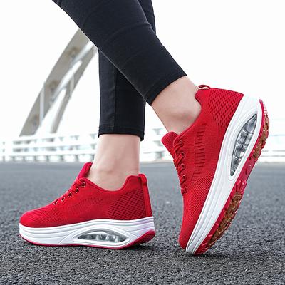 Sommer Damen Trendige Mesh Freizeitschuhe Plateau Anti-Rutsch Sneaker Outdoor Laufen Schnürschuhe Dicksohlige Vulkanisierte Schuhe