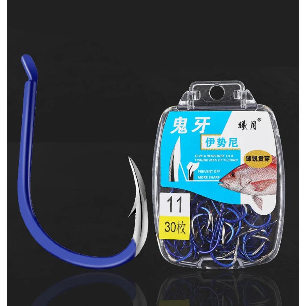 30pcs/box Japanese High Carbon Steel Fishing Hooks Powerful Jig Fish Worm Hook Isani Barbed Carp Mini Fishhooks Saltwater 3#-13#