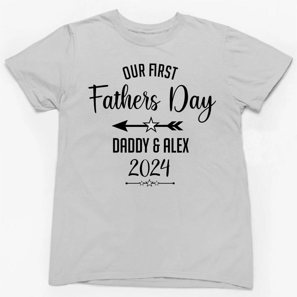 OUR FIRST FATHERS DAY PERSONALISED T-SHIRT Family Daddy Dad Father Mum Gift 3 S