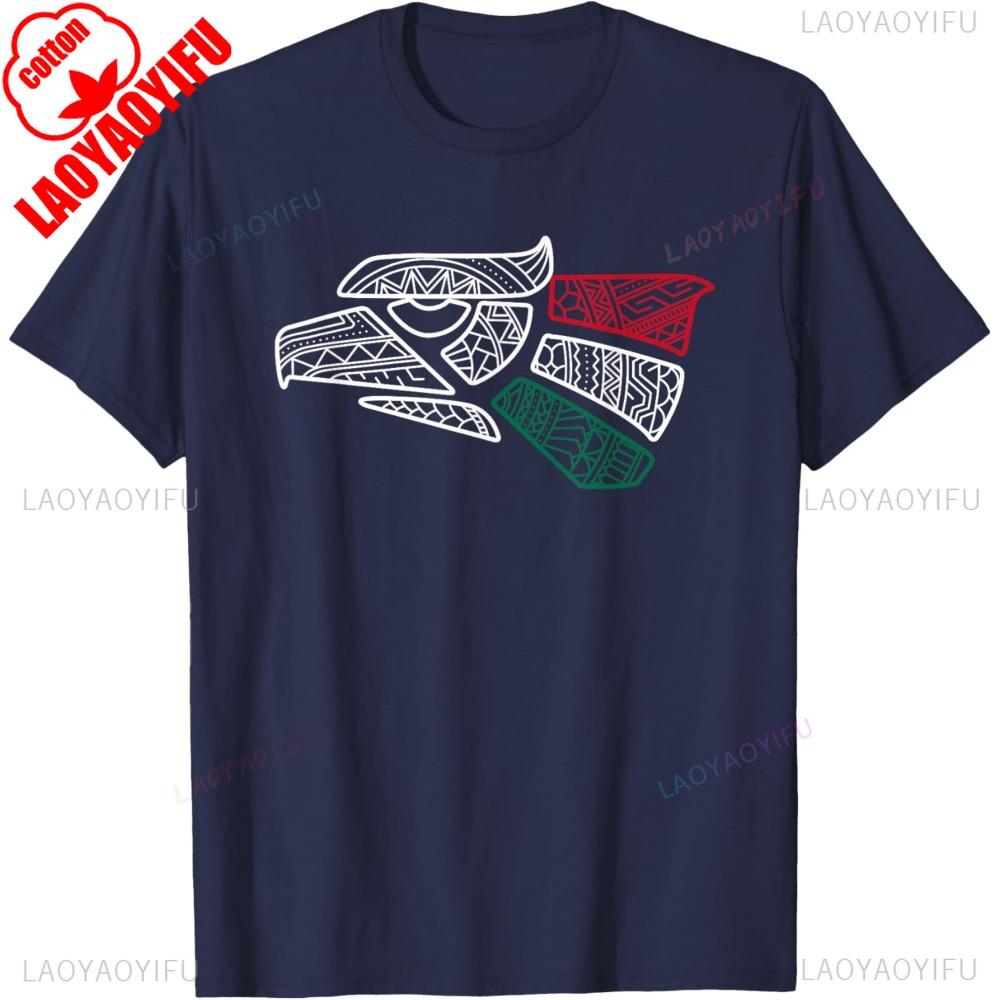 Mexico Flag - Mexican Eagle Aztec Style - Hecho En Mexico T-Shirt Short-sleeve Round Neck Regular Fit Clothes Comfortable Tops