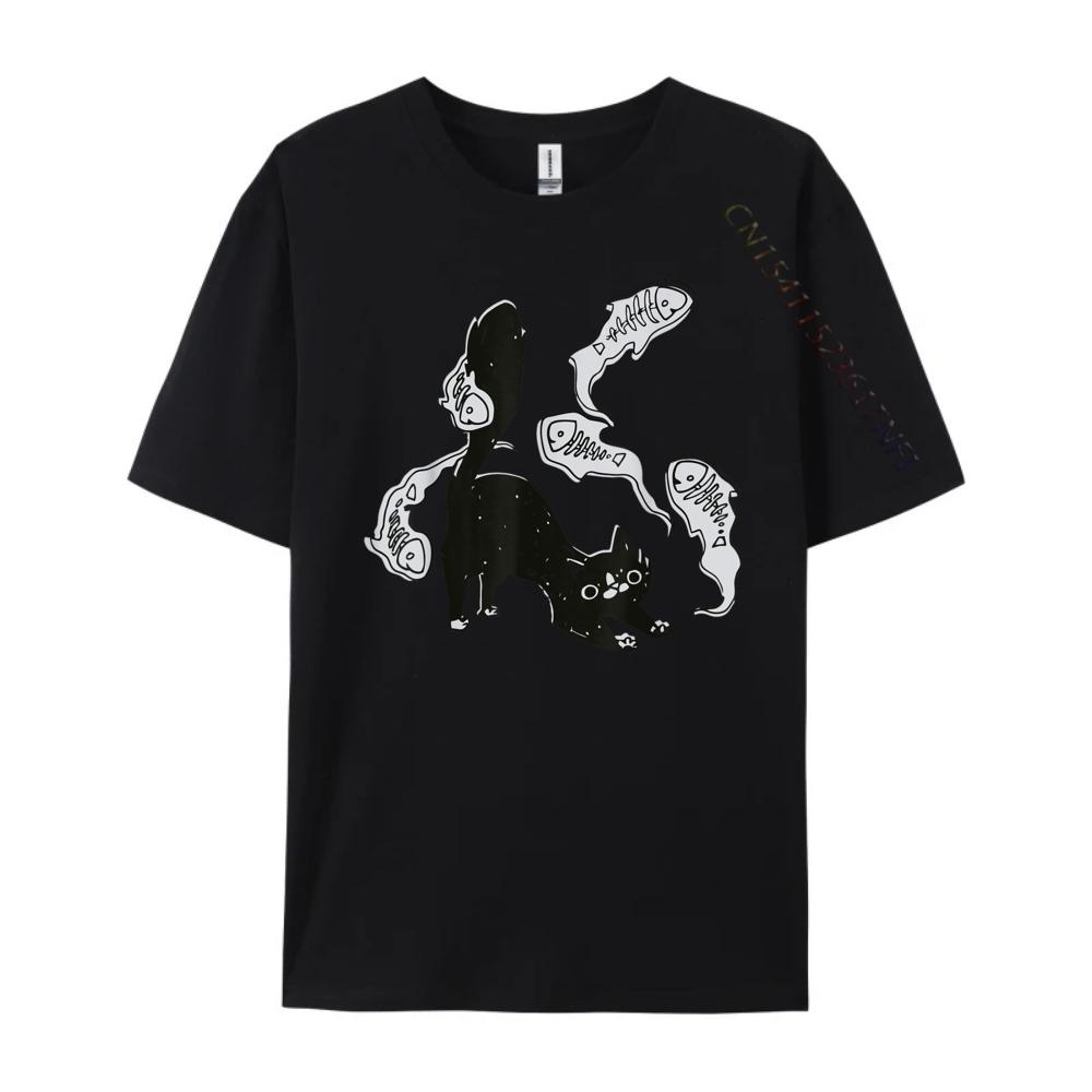 

Cat And Fish Bones Fall Clothes Aesthetic High Quality Men s T-Shirt St Patrick s Day Funny Shirts Women Short Sleeve - Men s... S разноцветный