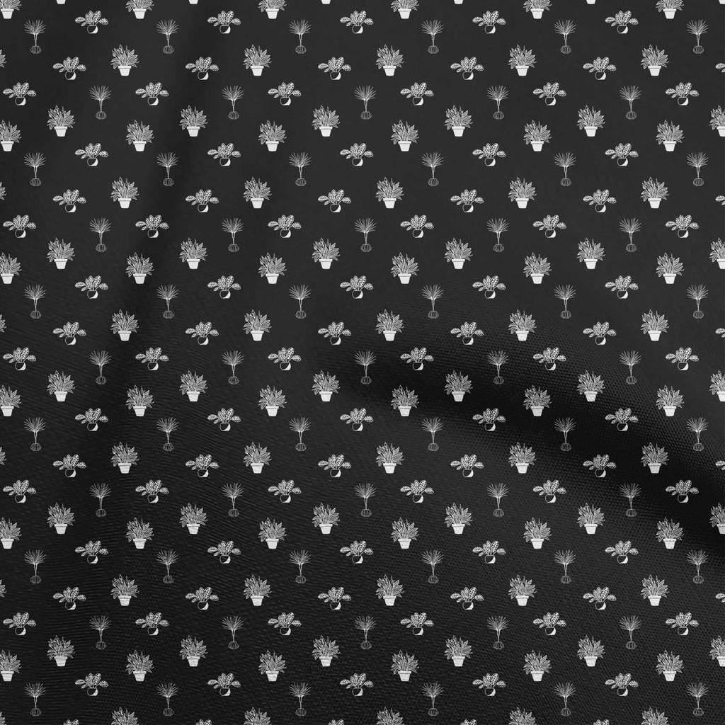 oneOone Cotton Flex Brown Fabric Plants In Vase Sewing Material Print Fabric By The Yard 40 Inch