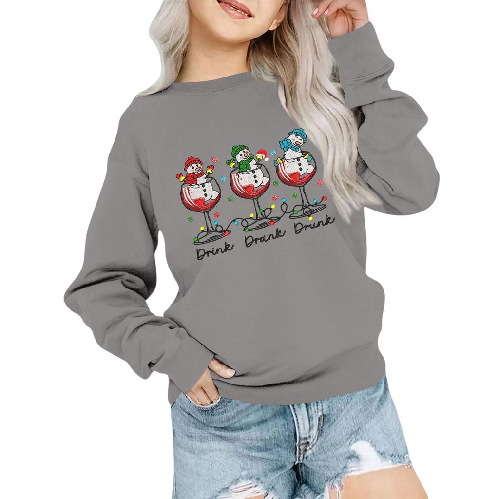 Dětská móda Volný střih Ležérní Dlouhý rukáv Vánoční potisk Nadměrná Mikina s kulatým výstřihem